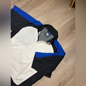 Footjoy Mens Quarter-Zip Short Sleeve Golf Pullover Jacket Med Blue & Gray